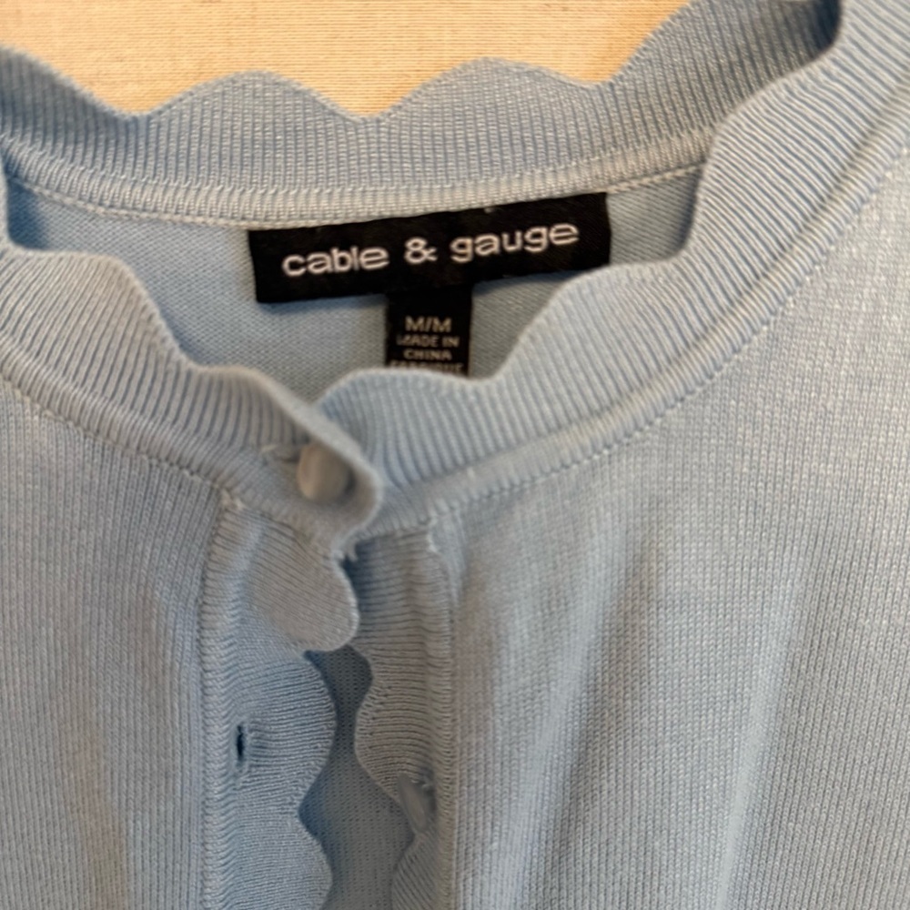 Cable & Gauge Scalloped Light Blue Cardigan, worn once for photoshoot, newish! - Picture 8 of 9